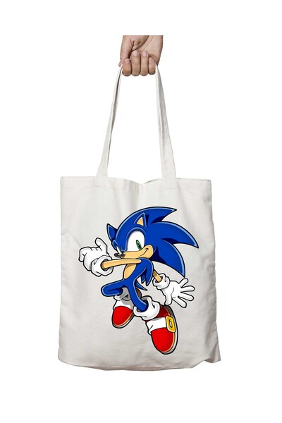 ART HEDİYE Sonic The Hedgehog PNG-3 - Geantă de umăr lavabilă cu imprimeu permanent pe două fețe