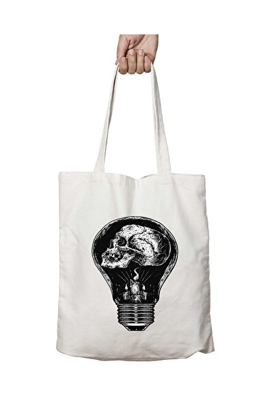 ART HEDİYE لمبة جمجمة مطبوعة على الجمجمة - قابلة للغسل، تدوم طويلاً على الجانبين، حقيبة كتف للمدرسة والشاطئ