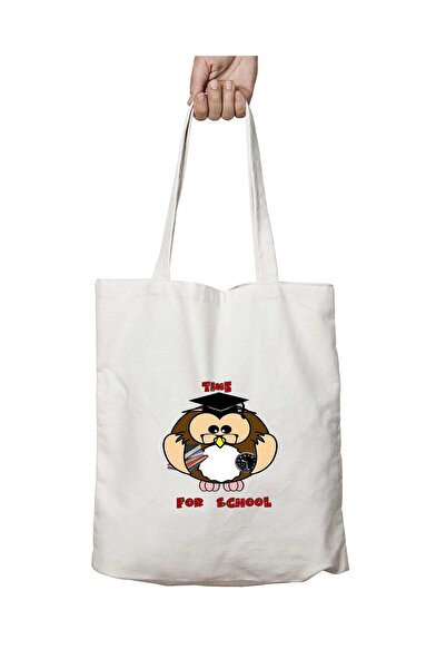 ART HEDİYE الوقت للمدرسة - حقيبة كتف قابلة للغسل ومطبوعة بشكل دائم على الجانبين