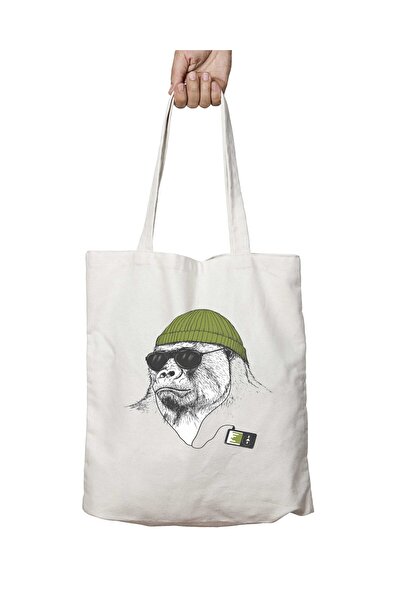 ART HEDİYE حقيبة قابلة للغسل ذات وجهين مع قبعة مطبوعة على شكل غوريلا