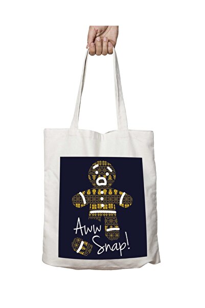 ART HEDİYE Gingerbread Man Aww Snap - christmas Washable Bag, Two Sides Perma...