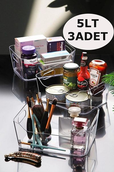 özmen home 5 Lt Clear Refrigerator & Cabinet Organizer 3 Pieces