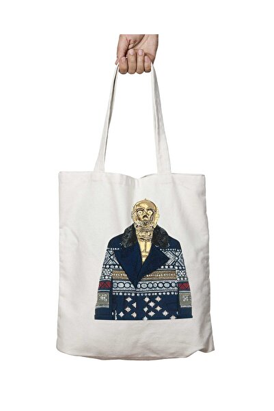 ART HEDİYE Star Wars c-3PO Washable Lasting Printed Shoulder Tote Bag - for B...