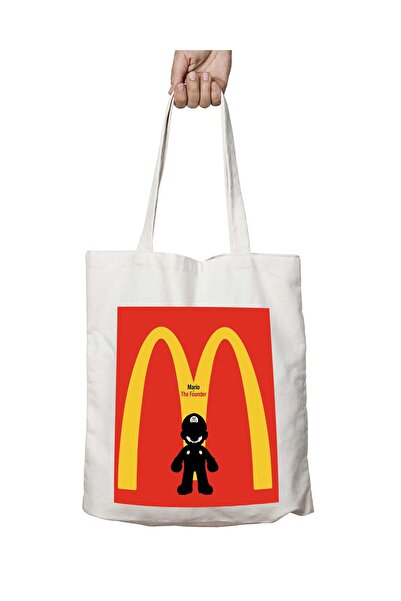 ART HEDİYE Mario - McDonalds Founder Διπλής όψης Μόνιμη τυπωμένη πλενόμενη υφασμάτινη τσάντα ώμου