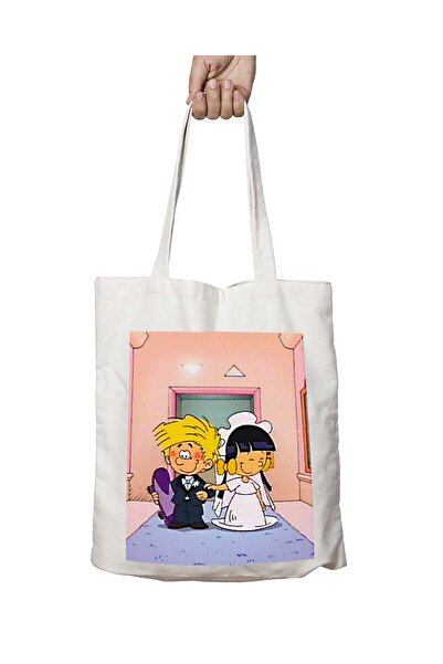 ART HEDİYE cEDRIc and cHEN Bride Groom - Washable Shoulder Tote Bag, Two Side...
