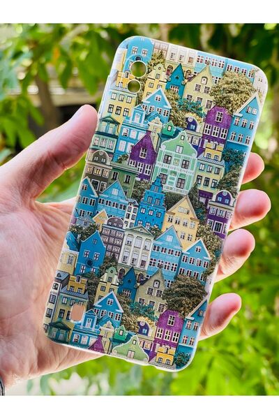 Zipax Samsun Galaxy A10  Uyumlu Kılıf Evler Desenli Baskılı Silikon