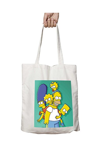 ART HEDİYE عائلة سمبسون المطبوعة - حقيبة كتف دائمة قابلة للغسل، للشاطئ والمدرسة