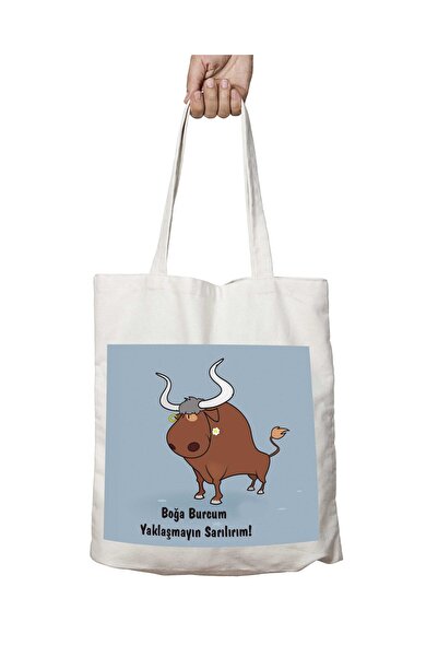 ART HEDİYE I'm Hugging Taurus - Collared Bag, Printed and Washable