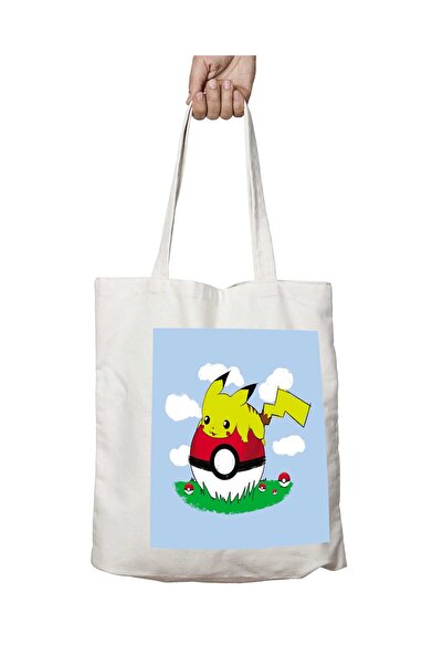 ART HEDİYE بوكيمون بيكاتشو في العطلات (2) - حقيبة كتف مطبوعة دائمة قابلة للغسل