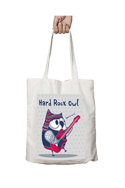 ART HEDİYE غيتار هارد روك أوك البومة - حقيبة كتف مطبوعة دائمة وقابلة للغسل