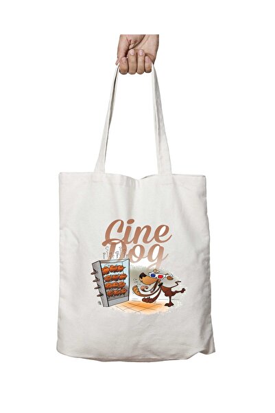 ART HEDİYE Кіно - Сумка з принтом «Собака, що дивиться кіно», яку можна прати