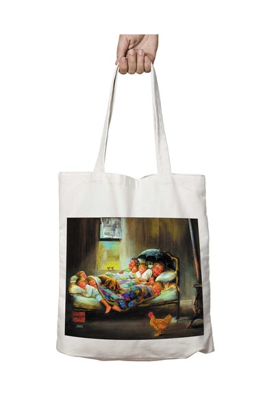 ART HEDİYE صورة السعادة - حقيبة قابلة للغسل بطباعة دائمة على الجانبين