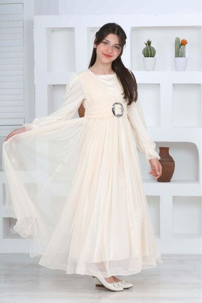 Joui Co Çocuk Uzun Tesettüre Uygun Abiye Elbise 9 Yaş-10 Yaş-11 Yaş-12 Yaş-13...