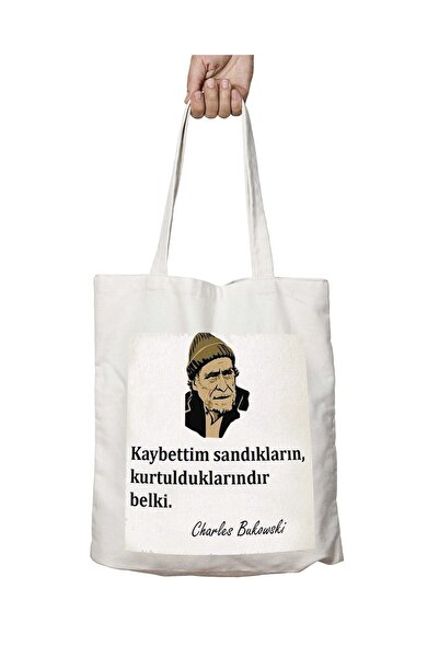 ART HEDİYE حقيبة تشارلز بوكوفسكي قابلة للغسل بطباعة دائمة على الجانبين
