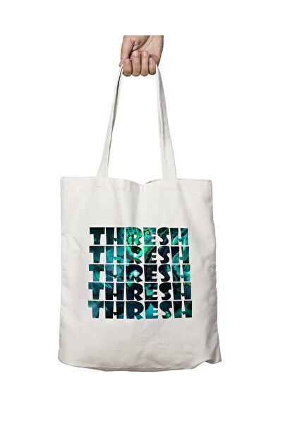 ART HEDİYE Thresh Text - حقيبة مدرسية وشاطئية قابلة للغسل ومطبوعة بشكل دائم ع...