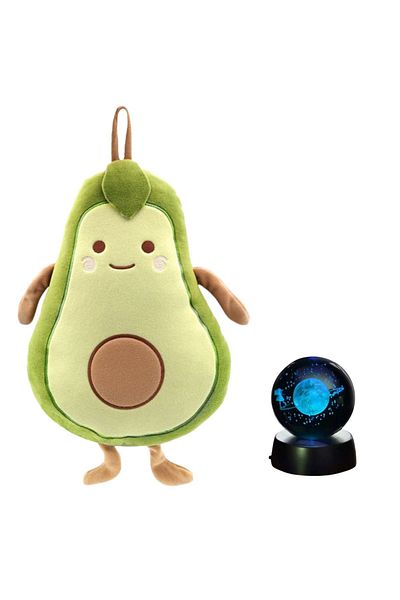 rk tasarım Avocado Plush Pillow and Saturn Glass Globe Colorful, Saturn Girl Globe, Color Changing Gift