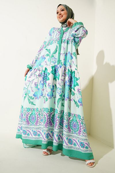Bigdart 2423 Φόρεμα Hijab με αυθεντικό σχέδιο - D. Mint