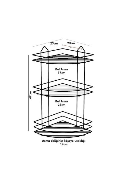 Trendway Ανοξείδωτο ράφι μπάνιου 3 επιπέδων Γωνιακό ράφι σαμπουάν Γωνιακό ράφι μπάνιου Μαύρο Eks03