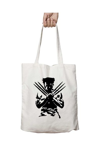 ART HEDİYE ولفيرين وايت - حقيبة مطبوعة قابلة للغسل على الجانبين