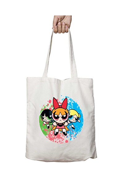 ART HEDİYE Powerpuff Girls 8 - Washable Lasting Printed Shoulder Tote Bag Two...