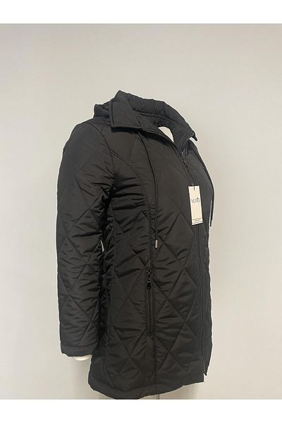 VETRE Black Diamond Patterned Hooded Coat