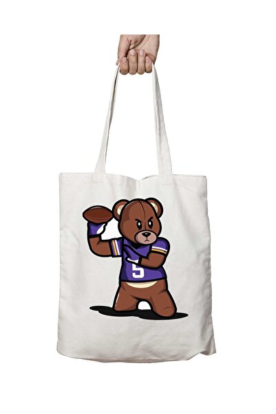 ART HEDİYE VIcTRS - TeddY Football Washable Bag, Two Sides Lasting Printed