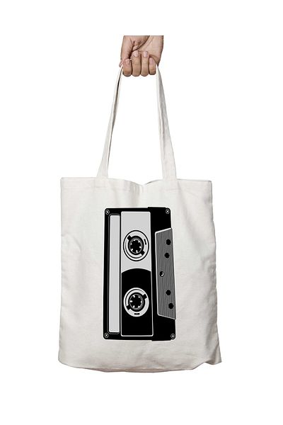 ART HEDİYE Mixtape Cassette - Διπλής όψης Μόνιμη τυπωμένη πλενόμενη τσάντα