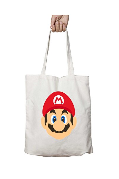 ART HEDİYE حقيبة ماريو 4 مطبوعة دائمة قابلة للغسل - قماش كتف للمدرسة والشاطئ