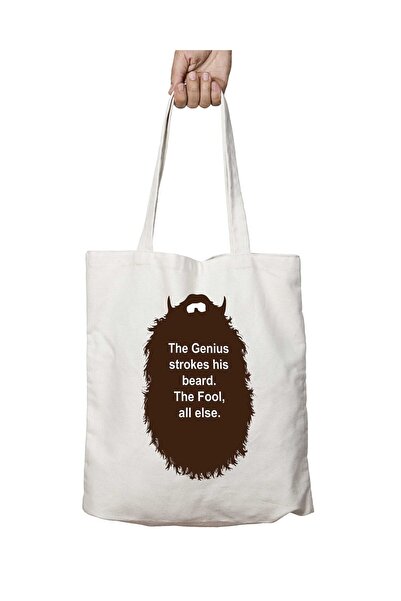 ART HEDİYE The Beard Collection Genius - حقيبة كتف مطبوعة قابلة للغسل على الج...