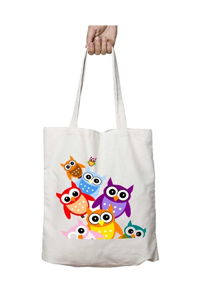 ART HEDİYE حقيبة كتف مدرسية قابلة للغسل على شكل بومة مطبوعة على الجانبين