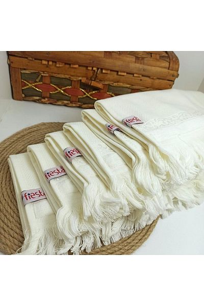 Fiesta Soft Cotton Cross Stitch Bordered Kitchen Towel 30 X 50 with Tassels 6 Pieces