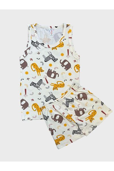 elmas kids Boy's Cream Athlete Boxer - Σετ από βαμβακερό σαφάρι με σχέδιο ελέφαντα