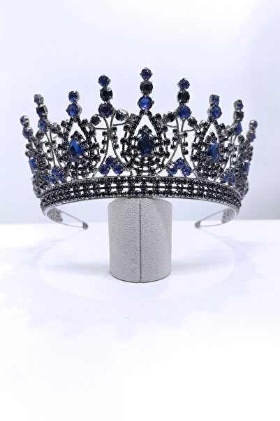 SimgeAksesuar Lacivert Kristal Taşlı Şık Ve Zarif Nişan Ve Kına Tacı Ve Saç A...