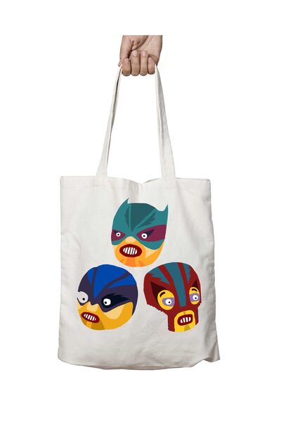 ART HEDİYE حقيبة كتف سوبر هيد - قابلة للغسل وطباعة دائمة للمدرسة والشاطئ