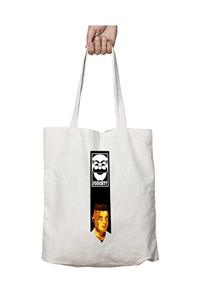 ART HEDİYE Mr Robot Fsociety Elliot - حقيبة قابلة للغسل مطبوعة بشكل دائم