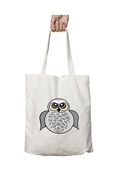 ART HEDİYE White Owl Printed - Washable Permanent Bag