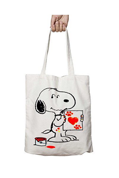 ART HEDİYE سنوبي دوج باو - حقيبة كتف قابلة للغسل بطبعة قلب كلب