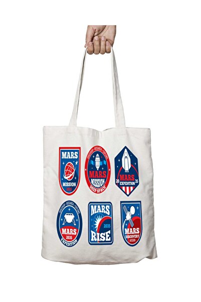 ART HEDİYE Mars 2035 - Two Sides Permanent Printed Washable Shoulder Tote Bag