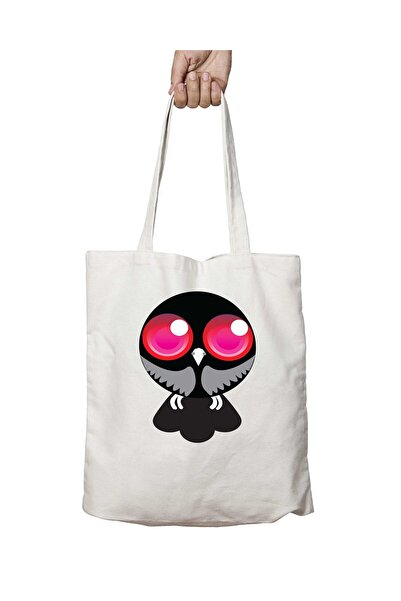 ART HEDİYE نمط بومة العين الوردية على الجانبين - حقيبة كتف دائمة قابلة للغسل