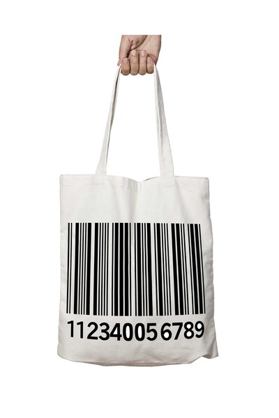 ART HEDİYE حقيبة كتف قابلة للغسل مع باركود وطباعة - للمدرسة والشاطئ