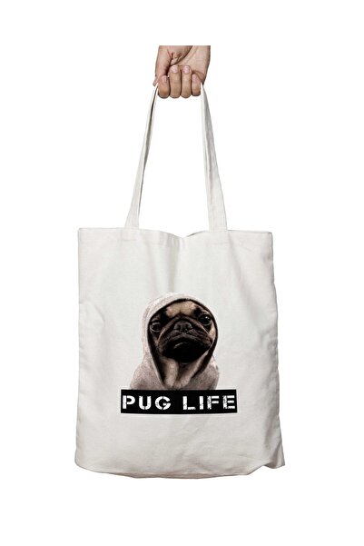 ART HEDİYE PUG liFE Washable Towel - Two Sides lasting Printed, Shoulder Tote...
