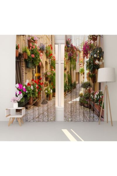 Elmas Dizayn 3d Dijital Baskı Pembe Kahverengi Çiçek Manzara 140 Cm * 240 Çif...