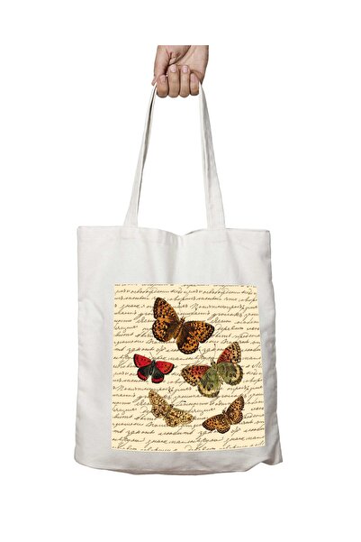 ART HEDİYE ButterflY Pattern - Permanent Printed Washable Bag