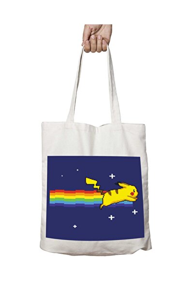 ART HEDİYE طباعة بوكيمون بيكاتشو ونيان كات - حقيبة كتف دائمة قابلة للغسل