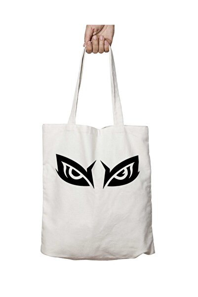ART HEDİYE حقيبة قابلة للغسل بطبعة بومة سوداء من OWL EYES - جانبين دائمين
