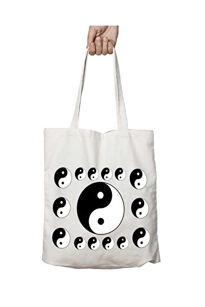 ART HEDİYE Black and White Ying Yang Symbol - Permanent Printed Washable Shou...