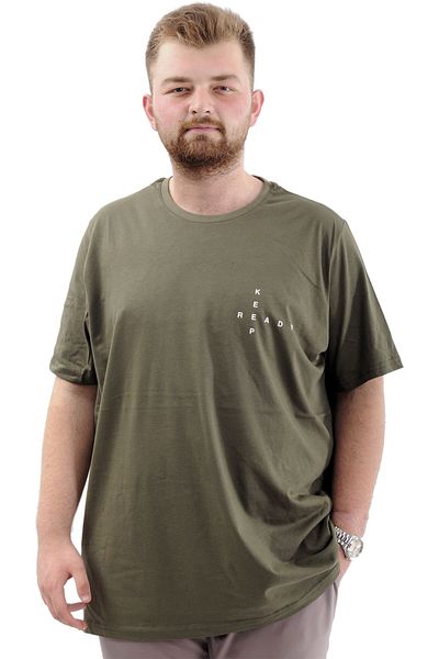 ModeXL Ανδρικό μπλουζάκι Khaki - Λαιμόκοψη, Απαλή Υφή, Εκτύπωση, Mode XL, U24083