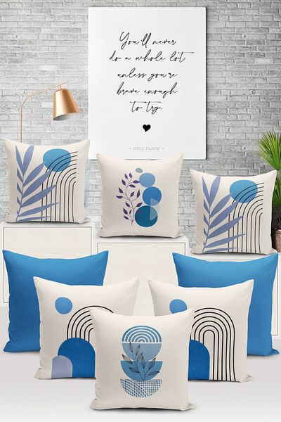 Bertille Home Seria Minimalist - Set de 8 huse de pernă cu imprimare digitală