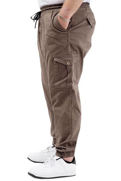 ModeXL Ανδρικά λευκά είδη Jogger Valencia 21911 - Plus Size, Earth Color Cargo
