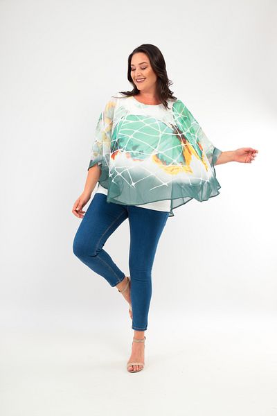 MAMAYAGA Asymmetric Cut Chiffon Curve Viscose Sports Blouse - Large Size